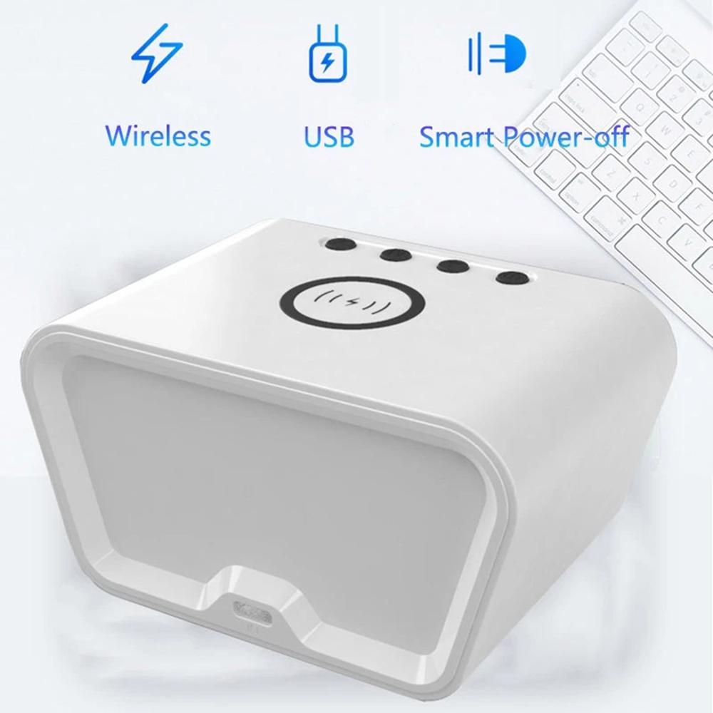 Alarm Clock 15W Wireless Charging Alarm Clock Intelligent Wireless Charger Time Calendar Temperature Display LED Digital Clock