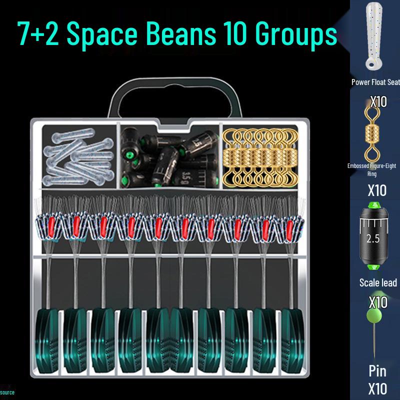 50-teiliges Angelzubehör-Set: Silikon-Space-Beans, Wirbel, Schwimmkörper, Hauptschnur