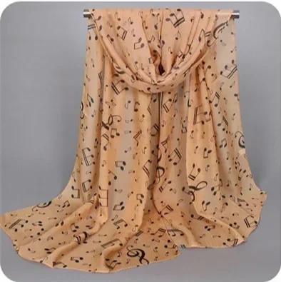 New Fashion Scarf Scarf Scarf Music Note Printed Shawl Women s Soft Chiffon Scarf Travel Photo Versatile And Wearable кофейный