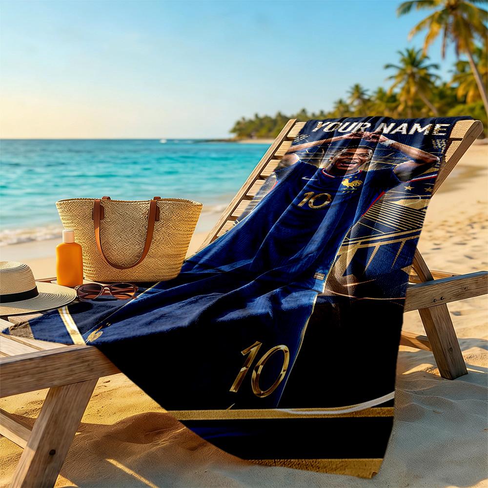 Mbappe Personalized Text Beach Towel Quickdry Soft Microfiber Ideal For Travel Outdoor Swim Pool Yoga Surf Camping Hiking Gym Gift Holiday