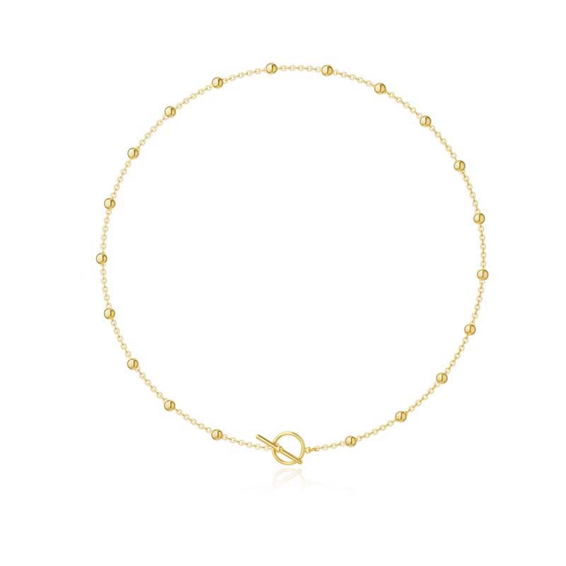 

Fashion Gold Color Round Bead Choker Necklaces for Women Simple Metal Geometric OT Buckle Chain Necklace Aesthetics Zircon Gift