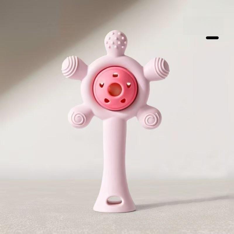 Baby Silicone Teething Toy With Hand Rattle For Soothing And Chewing Fun
