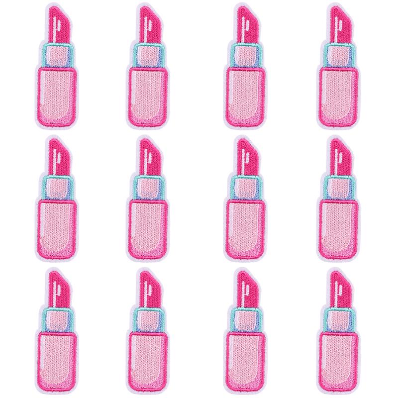 

10PCS Pink Ring Bow Tie Patch Crown Lipstick Camera Embroidered Patches Jackets Has Bags Sew Patch Iron On Patches For Clothing