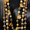 Pearl and Shell Beaded Long Necklace Vintage Three Layers Necklace Antique Necklace  Women Girls