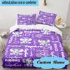 Custom Name 3PCS Purple Elephant Bedding Set, Including 1pc Duvet Cover And 2pcs Pillowcases, Suitable for Dorms and Bedrooms Gift