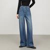 Women's Blue Long-Sleeved Denim Jacket with High-Waisted Wide-Leg Pants - Spring 2026 Collection