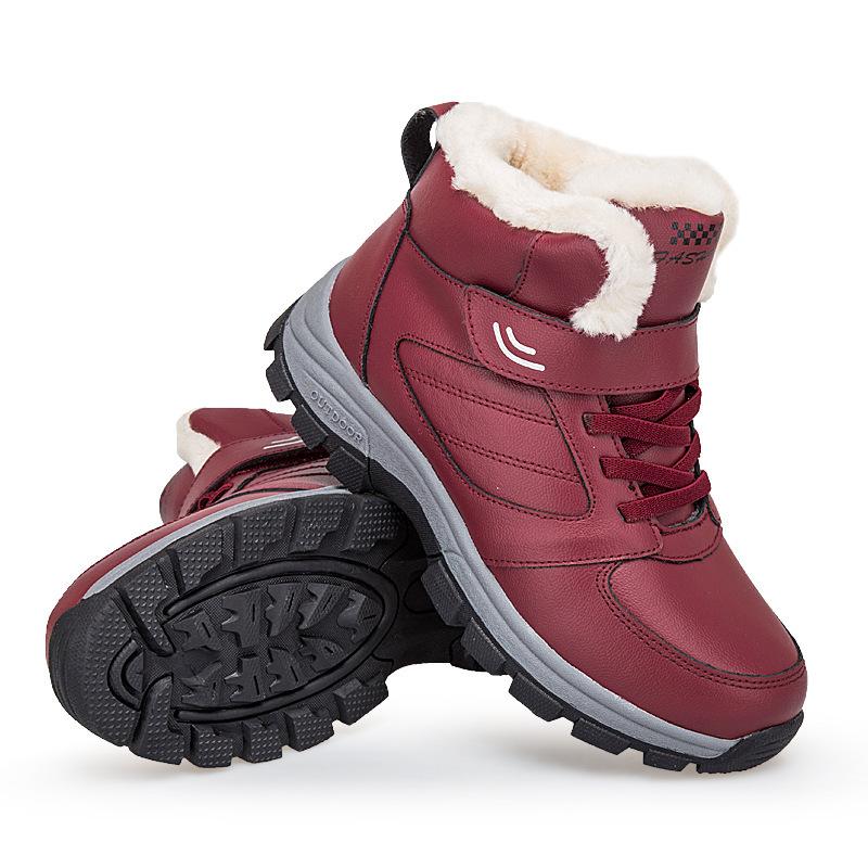 Factory direct sales outdoor couple snow boots warm and velvet men's cotton shoes soft and comfortable magic buckle elderly shoes