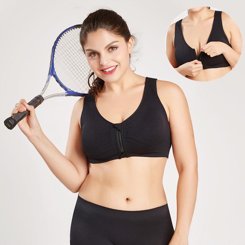 Classic Zip-Front Shockproof Sports Bra Plus Size Women's Yoga Vest