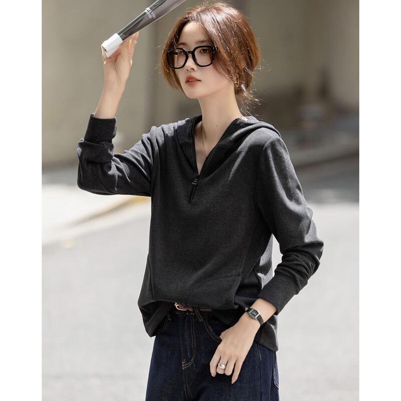 Demana Women's Autumn Half-Zip Hooded Sweatshirt