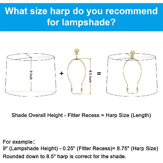 PATIKIL 9 Inch Lamp Harp Kit with Finial, 1 Set Detachable Shade Bracket Holder, DIY Lighting Accessories for Table Floor Lamps, Gold Tone