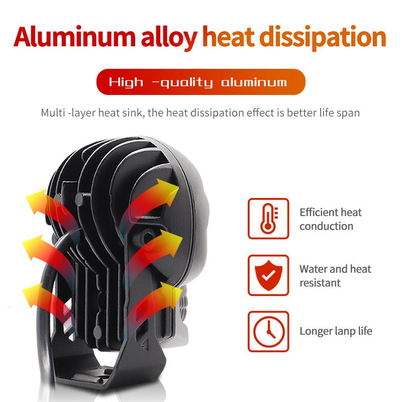 Motorcycle LED Skull Headlight Work Spot Driving Fog Light Dual Color Spotlights for Motorbike Truck Trailer Offroad ATV SUV