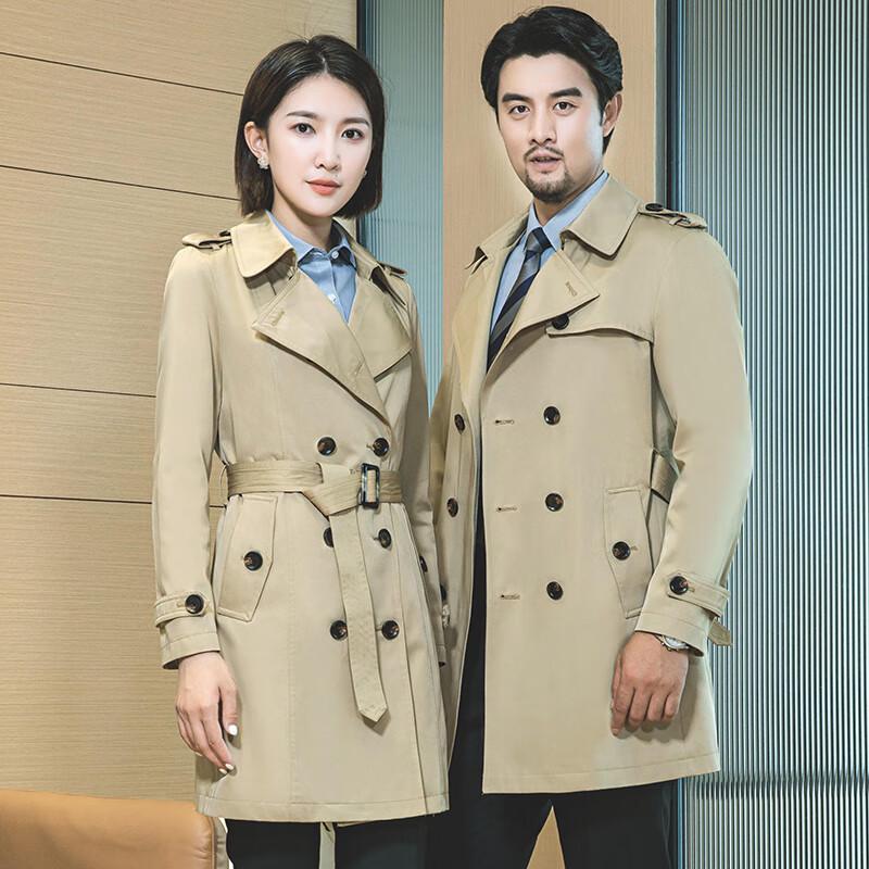 Troman Khaki Unisex Mid-Length Trench Coat 170/92