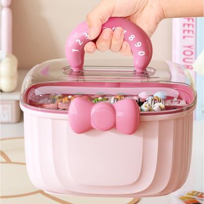 Neue mehrschichtige Haarnadel-Aufbewahrungsbox Schleife Wasserdichte Spielzeug-Organizer-Box Haarschmuck Schichtbehälter Mädchen