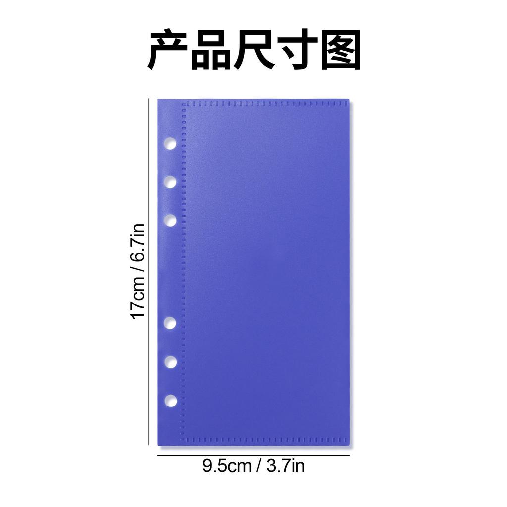A6 Blue Binder Pockets Binder Folders for Notebook Divider Page Waterproof PVC Leaf Document Filing Bag
