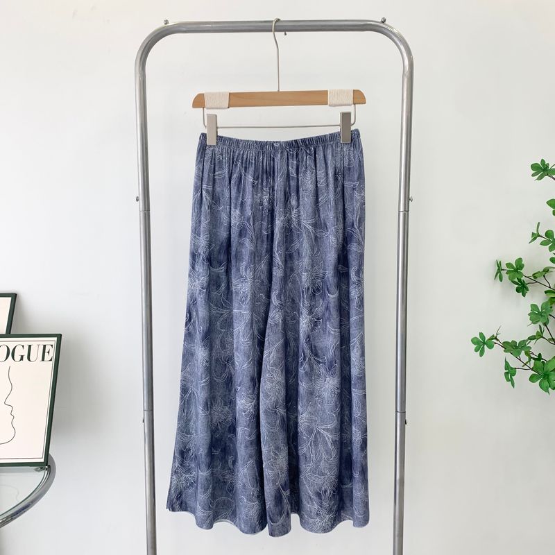 

Cotton Silk Pants for Women Outwear Spring and Summer Casual Pants for Women Loose Versatile Women s Pants Artificial Cotton Loose Pants Young Women Blue Free size waist 62-124, Pants length 83.
