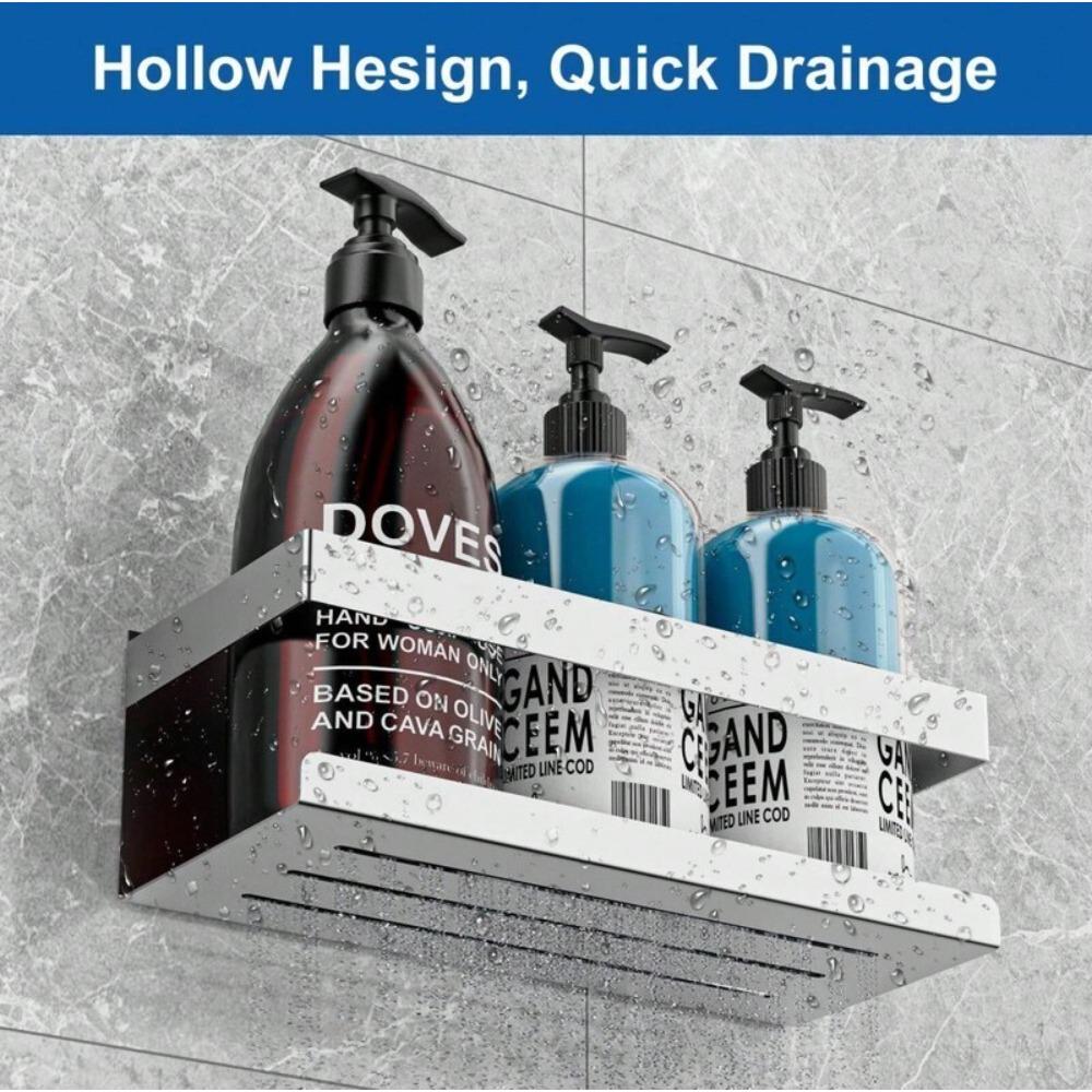 Stainless Steel Bathroom Shelves Self Adhesive Shower Caddy Organizer Storage Rack Bathroom Kitchen Shelf Waterproof Space Saver