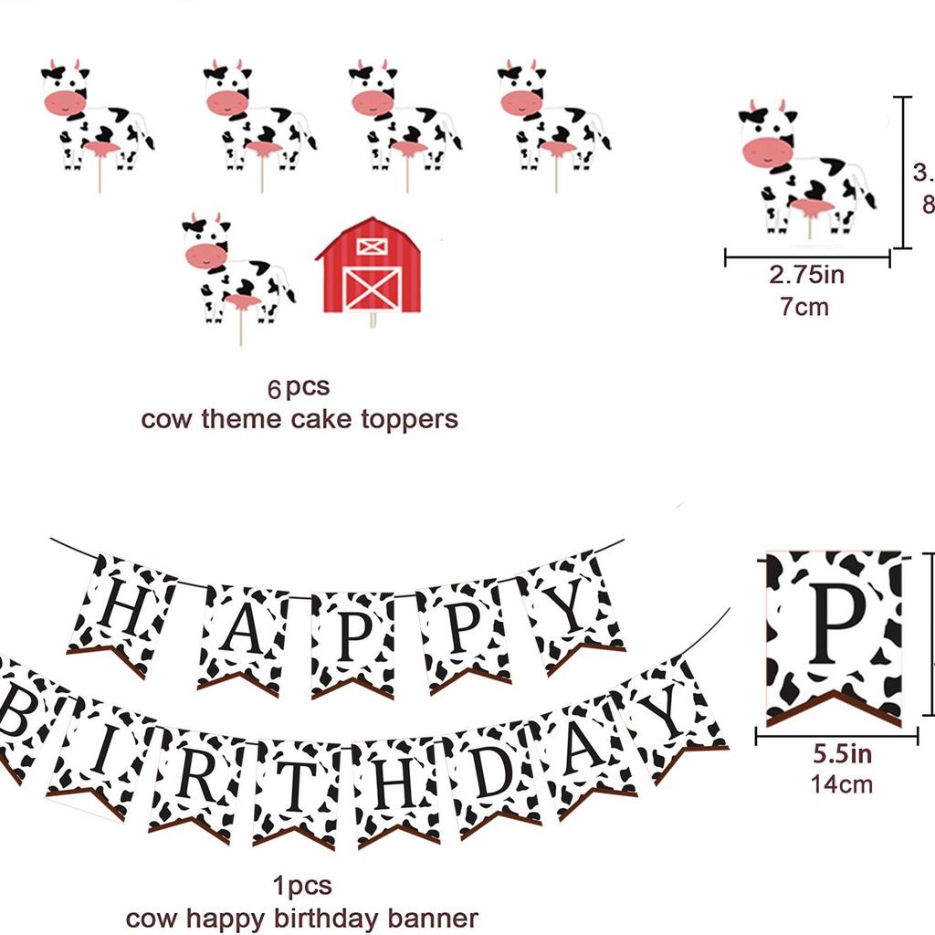 Pink Cow Birthday Balloon Arch, Cow Pattern Digital Balloon Birthday Flag Banner, Cow Theme Balloon