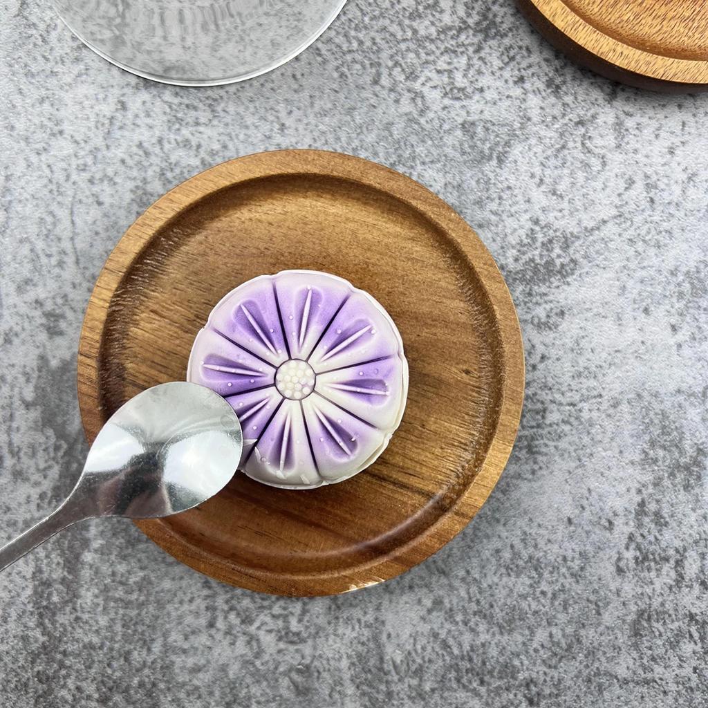 1 Stück Dessertständer mit Holzfuß im japanischen Stil mit Glasdomabdeckung, transparente Glas-Kuchenauslage für Frühstück, ohne Muster
