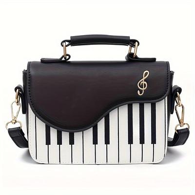Handtasche mit Klaviernoten, kreative Mini-Umhängetasche, trendige quadratische Schultertasche als Geschenk für Musikliebhaber