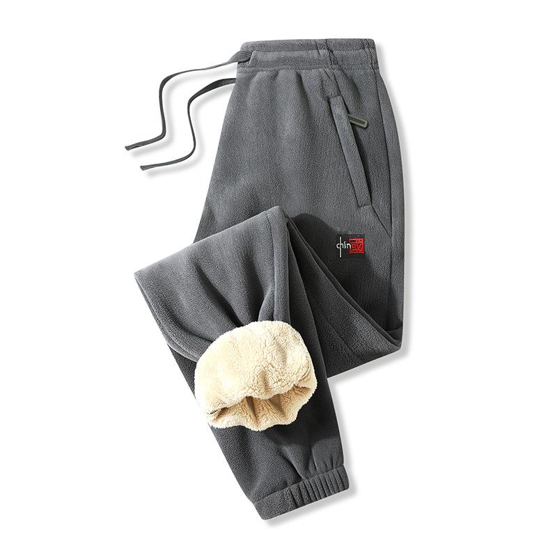 Winter Pants Men's Cotton Casual Pants Loose Sports Pants with Thick Fleece Plus Oversized Pants