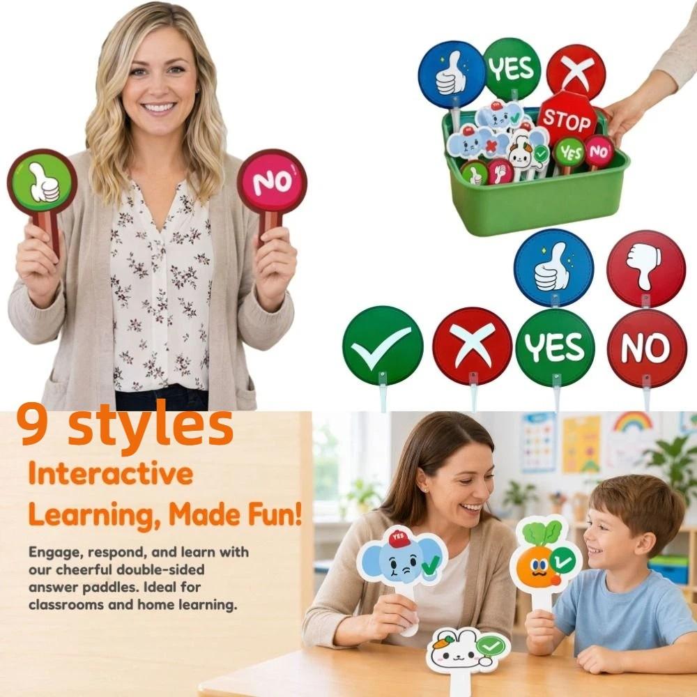 8pcs Yes/No KT Board Right/Wrong Hand Held Response Card Hold Up The Sign School Competition