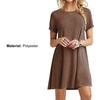 O-neck Stretchy Loose Hem Mini Dress Solid Color Short Sleeve Lady Dress for Daily Wear