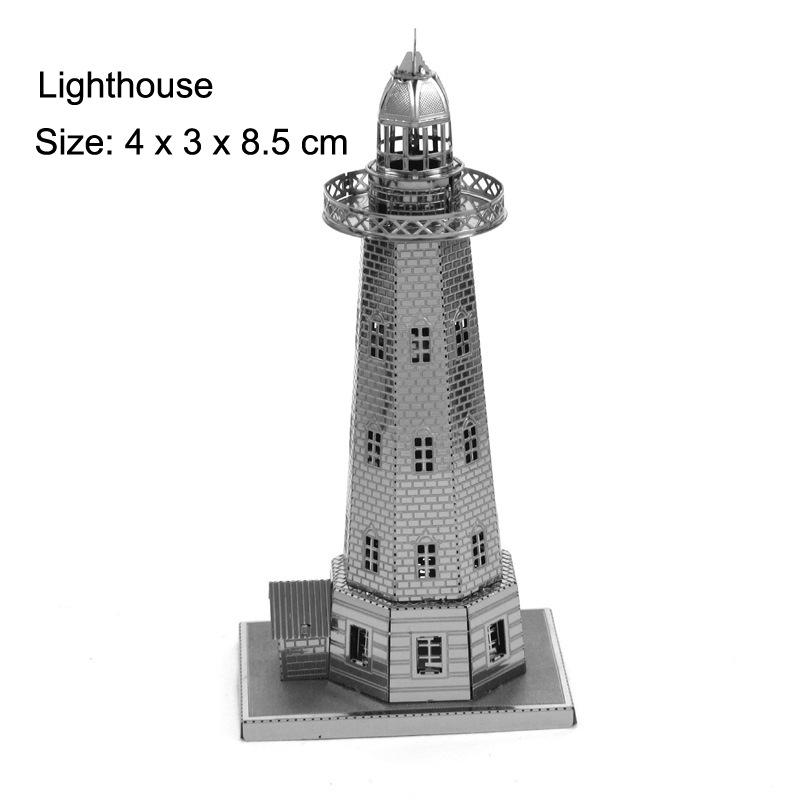 3D Metal Puzzle Architecture Series: Eiffel Tower, Lighthouse, White House, Sleeping Beauty Castle Assembly Model Birthday Gift.