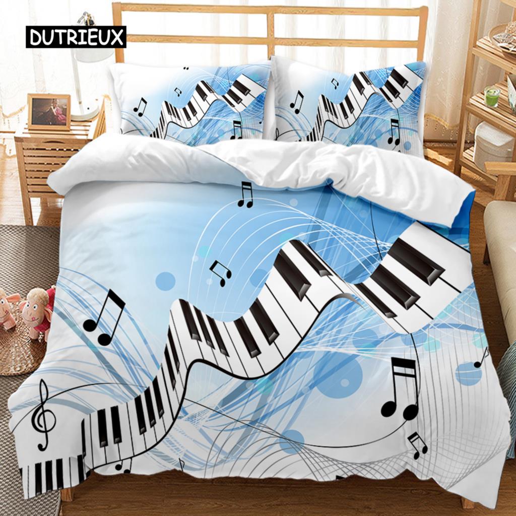 Music Series Comforter Cover Collection Rainbow Music Notes Tie Dye Sleep Bedding Collection Musical Party Double Size Queen Dimension King Size Size