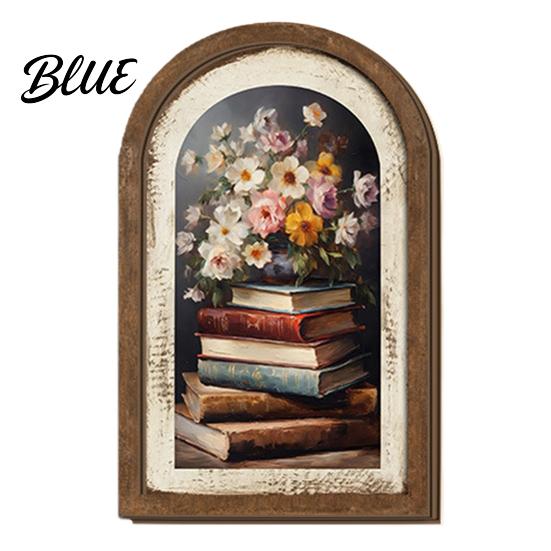 Clear Detailed Wood Wooden Floral Vintage Wall Framed Frame Painting Art Curved Arched Non-fading UV Print Art Rustic French