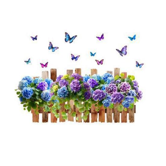 Flower Butterfly Window Cling PVC Spring Floral Window Decals Anti Collision Removable Stickers for Home Party Shop Glass Door Window