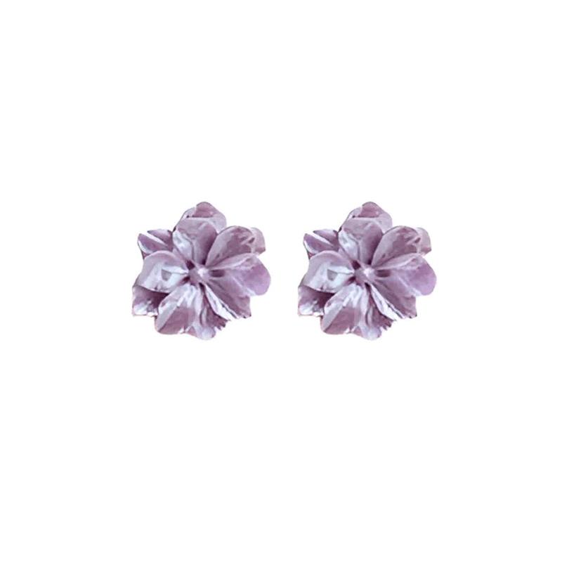 Exquisite Big Purple Flower Stud Earring for Women French Retro Elegant Japanese Sweet Resin Ear Wedding Party Jewelry