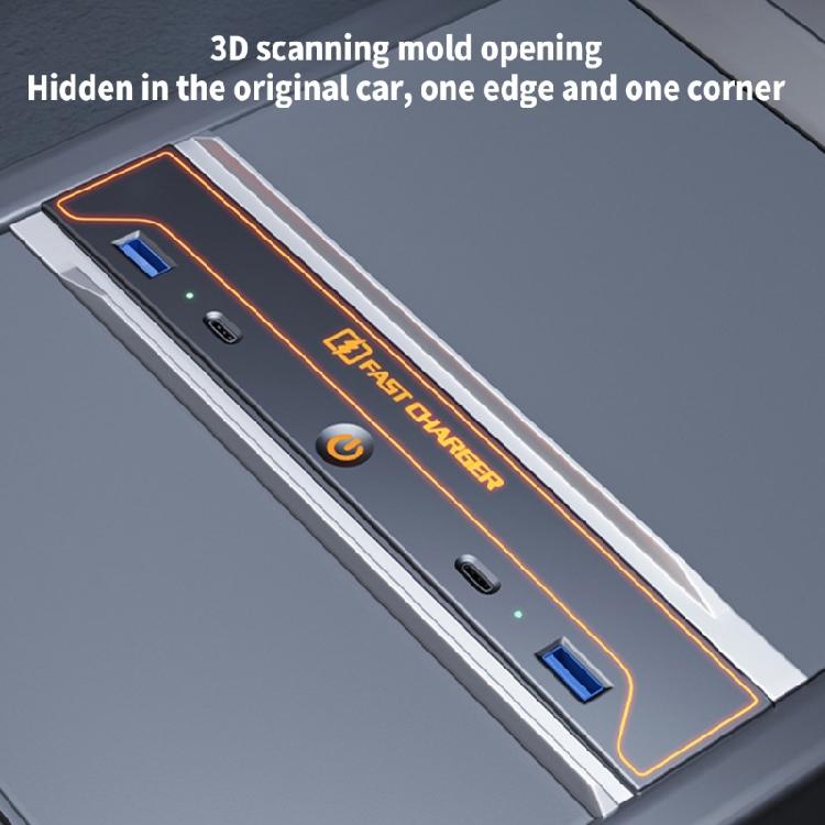 Fast Charging USB Hub with Sliding Lid Multiple Port Dock Console Multiport Charger Simple Installs for Car Model 3