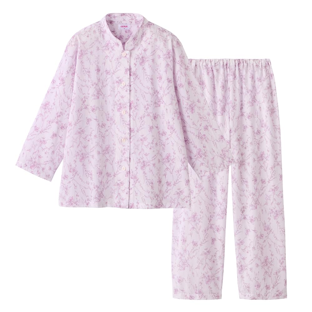 

Пижама с длинным рукавом Gunze с эластичными рукавами и штанинами, Сделано в Японии, Женская, Дышащая, Влагоотводящая, Быстросохнущая, Экологичная, С рисунком Двойная штанина , розовый