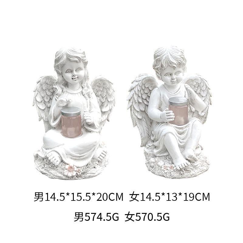 Sculptură drăguță pentru băieți și fete, sculptură solară pentru grădină, curte, decor, stil european, înger, statuie, decorațiuni interioare, artizanat