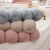 High-Grade Striped Rabbit Plush Sofa Cushion Winter  New Non-Slip Seat Cushion Solid Wood Leather Cover Cross-Border