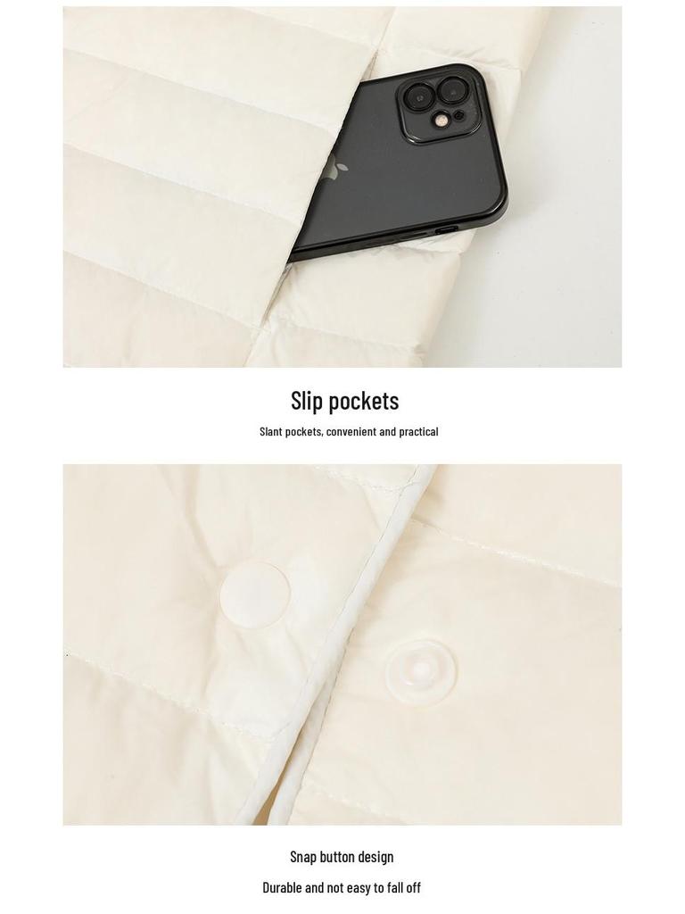 Dámská lehká péřová bunda 2025 slim fit s krátkým kulatým výstřihem - Hřejivá 90% kachní peří