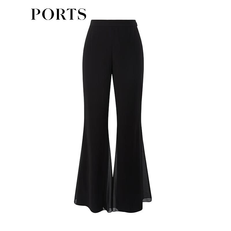 PORTS Women's High-Waist Micro-Flare Slit Casual Pants