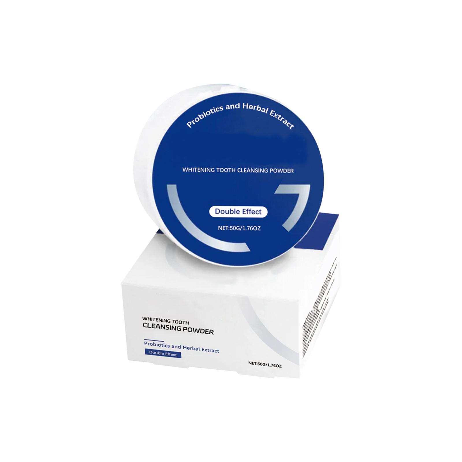 

Пробиотическая осветляющая зубная пудра может удалять загрязнения, отбеливать зубы, уменьшать кровоточивость, освежать дыхание, а также поддерживать и ухаживать за зубами. белый