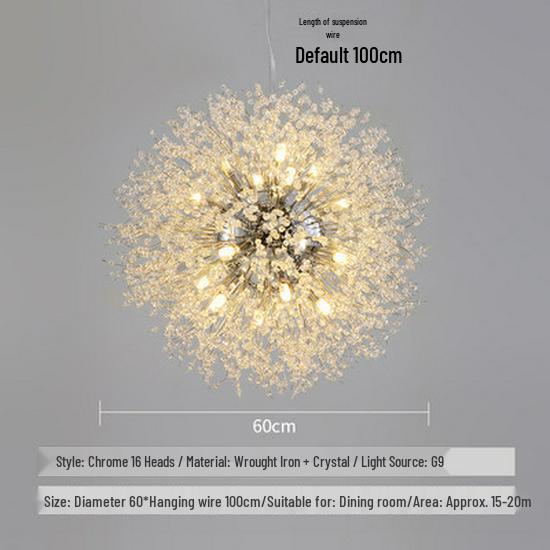Dandelion Crystal Firework Chandelier: Modern Minimalist Light for Restaurants, Bedrooms, Bars, and Retail Displays