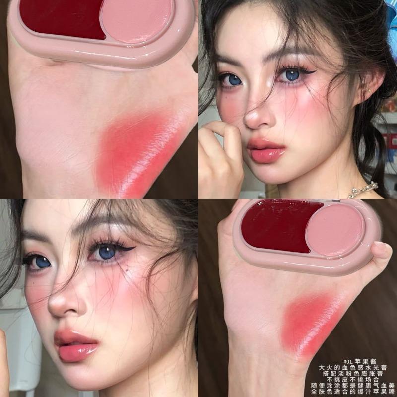 Two Tone Matte Blush Cream Brighten Contour Natural Glow Face Makeup