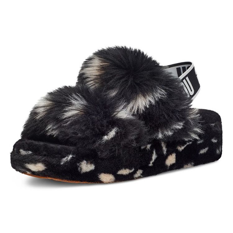 UGG  Oh Yeah Slide Black White Spots Women Sneakers 1118165-BLK