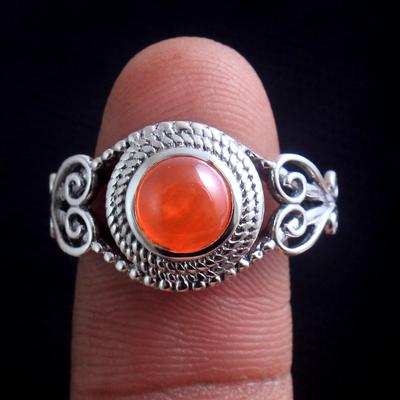 Karneolio brangakmenių žiedas 925 sterlingų sidabro rankų darbo papuošalų pareiškimo žiedas, tvirtas unisex žiedas