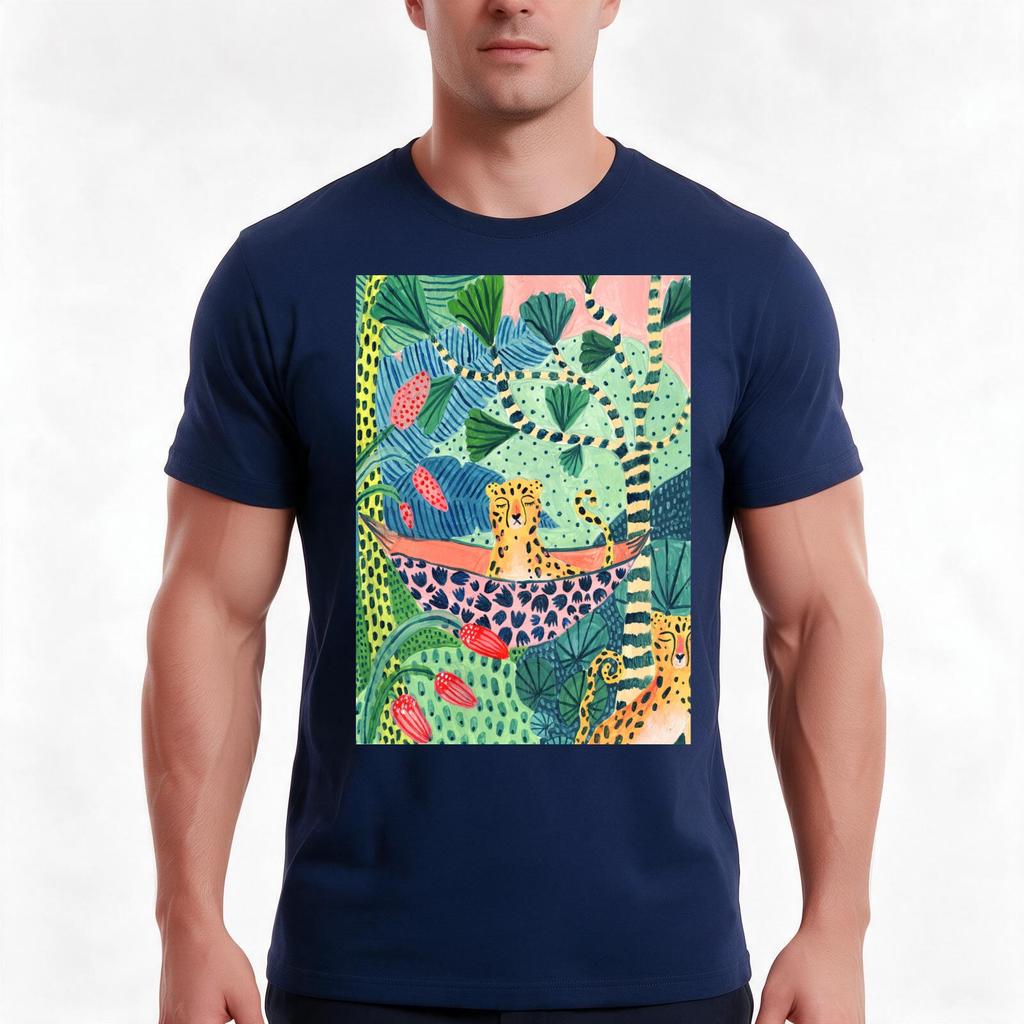 Jungle Leopard Family Tshirt Summer Casual Cotton Tee Oversized Streetwear Tops Vintage Graphic Print Unisex Unisex Unisex