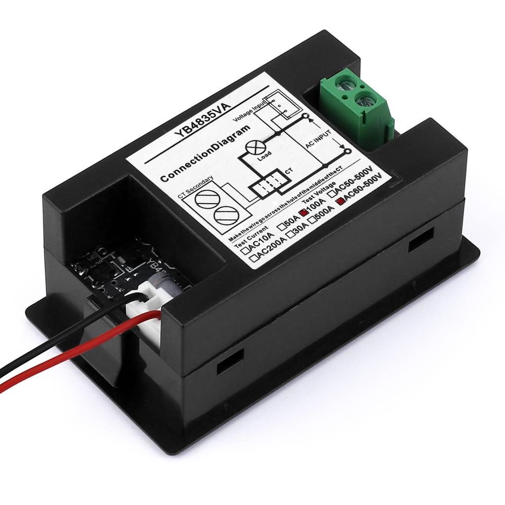 DROK LED AC 500V 100A Dual-Anzeige mit AC-Voltmeter Digitaltester 0,39" Multimeter, Voltmeter/Amperemeter Panel, 2-Draht Amperemeter/Voltmeter