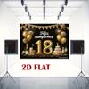 2D Black Gold 18th Birthday Photography Backdrop with Feliz Cumpleaños