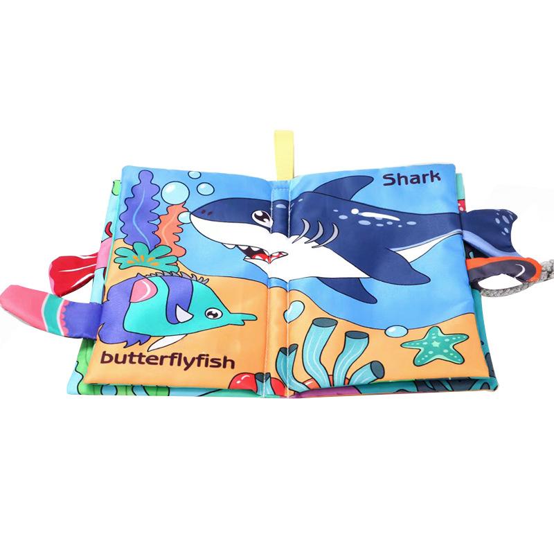 Livre en tissu à queue de 8 pages Toucher et sentir Livres doux pour nourrissons Animaux de dessin animé Développement Interactif Jouets d'éducation précoce Pour Bébé