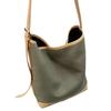 New leather cowhide with canvas bucket bag vegetable basket tote bag shoulder crossbody handbag women's bag