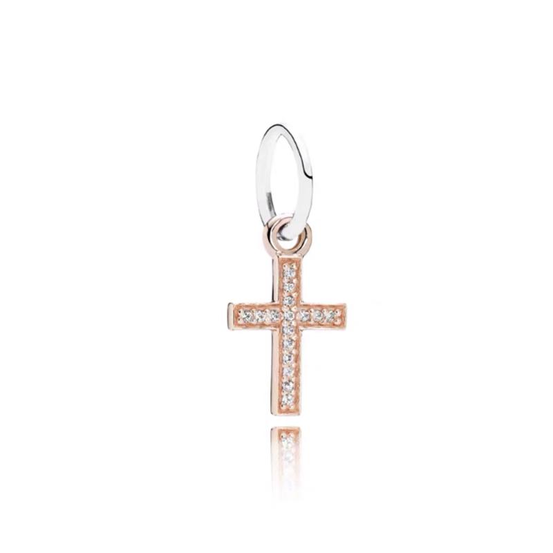Funkelnder Kreuzanhänger Kreuz & Herz Schutzengel Charms Passend für Original Europäische Armbänder DIY Damenschmuck Geschenk