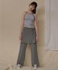Okkitteu Layered Wrap Skirt Pants Gray