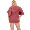 Women’s Oversized Tops Dolman Sleeves Loose Pullover Blouses Solid Color Plus Size V-neck Shirts Summer Casual Wear
